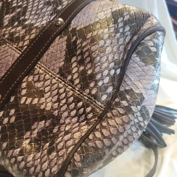 Dooney & Bourke Limited Ed.  Snake Print Large Florentine Satchel Bronze Brown - Picture 7 of 11